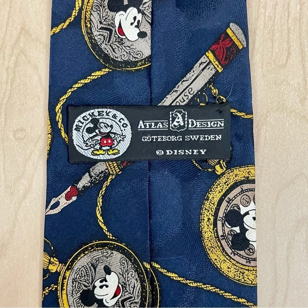 Mickey and Co Atlas Design Mens Tie Vintage Disney Silk Pocket Watch Inkwell Pen